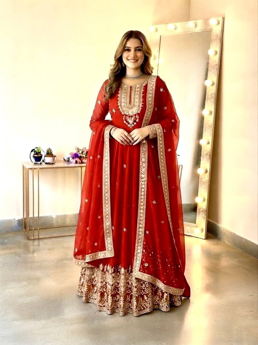 Royal Festive Embroidered Gown Set
