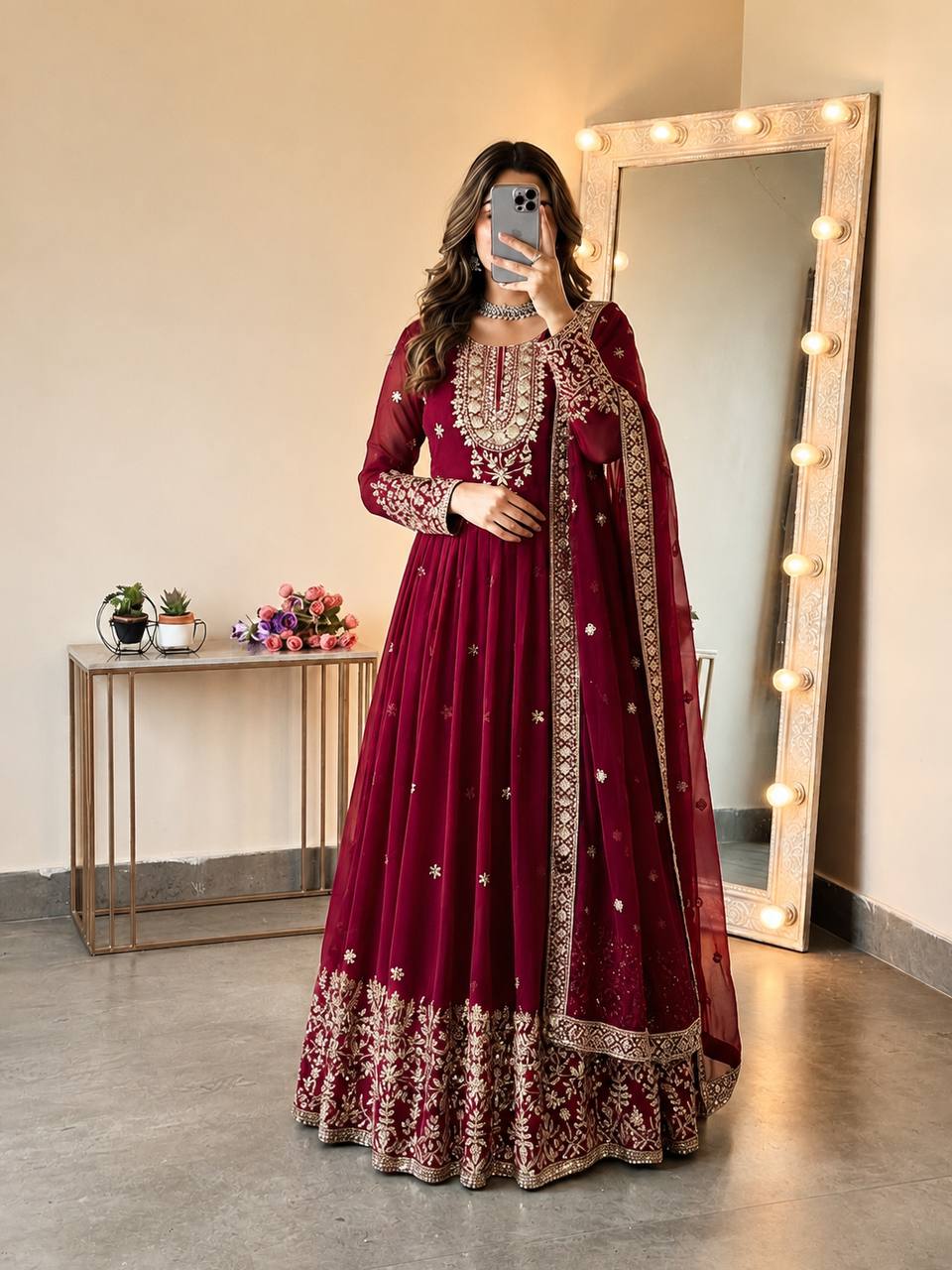 Royal Festive Embroidered Gown Set