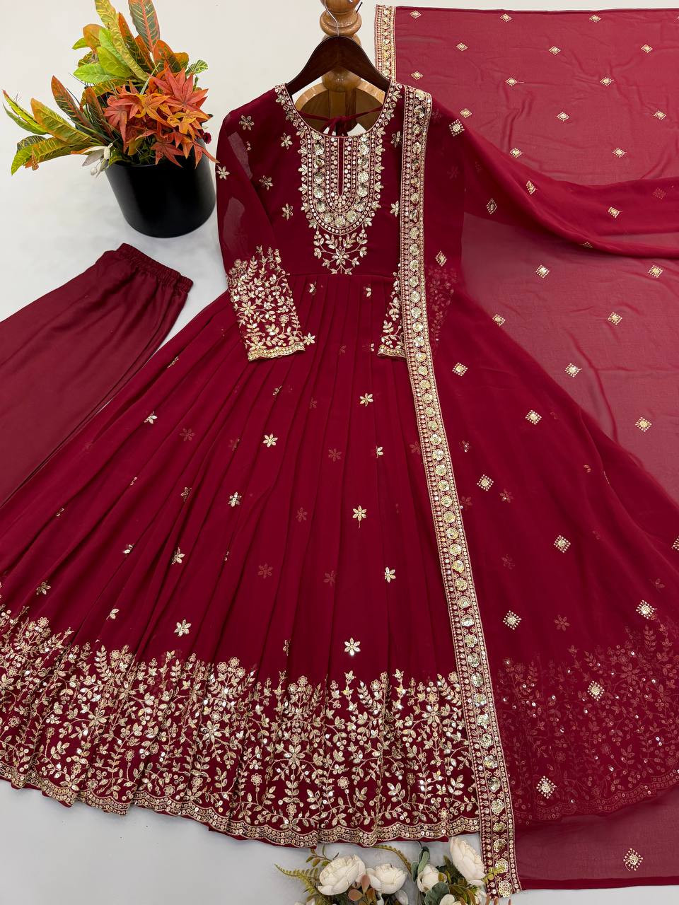 Royal Festive Embroidered Gown Set
