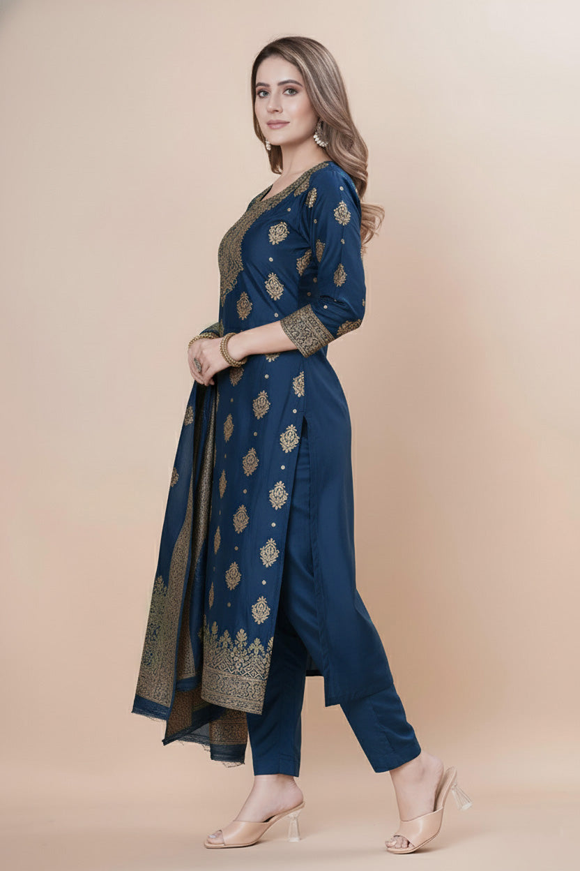 Designer Jacquard Silk Salwar Suit – Festive Collection