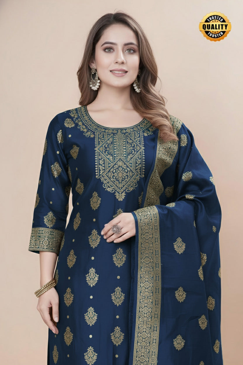 Designer Jacquard Silk Salwar Suit – Festive Collection