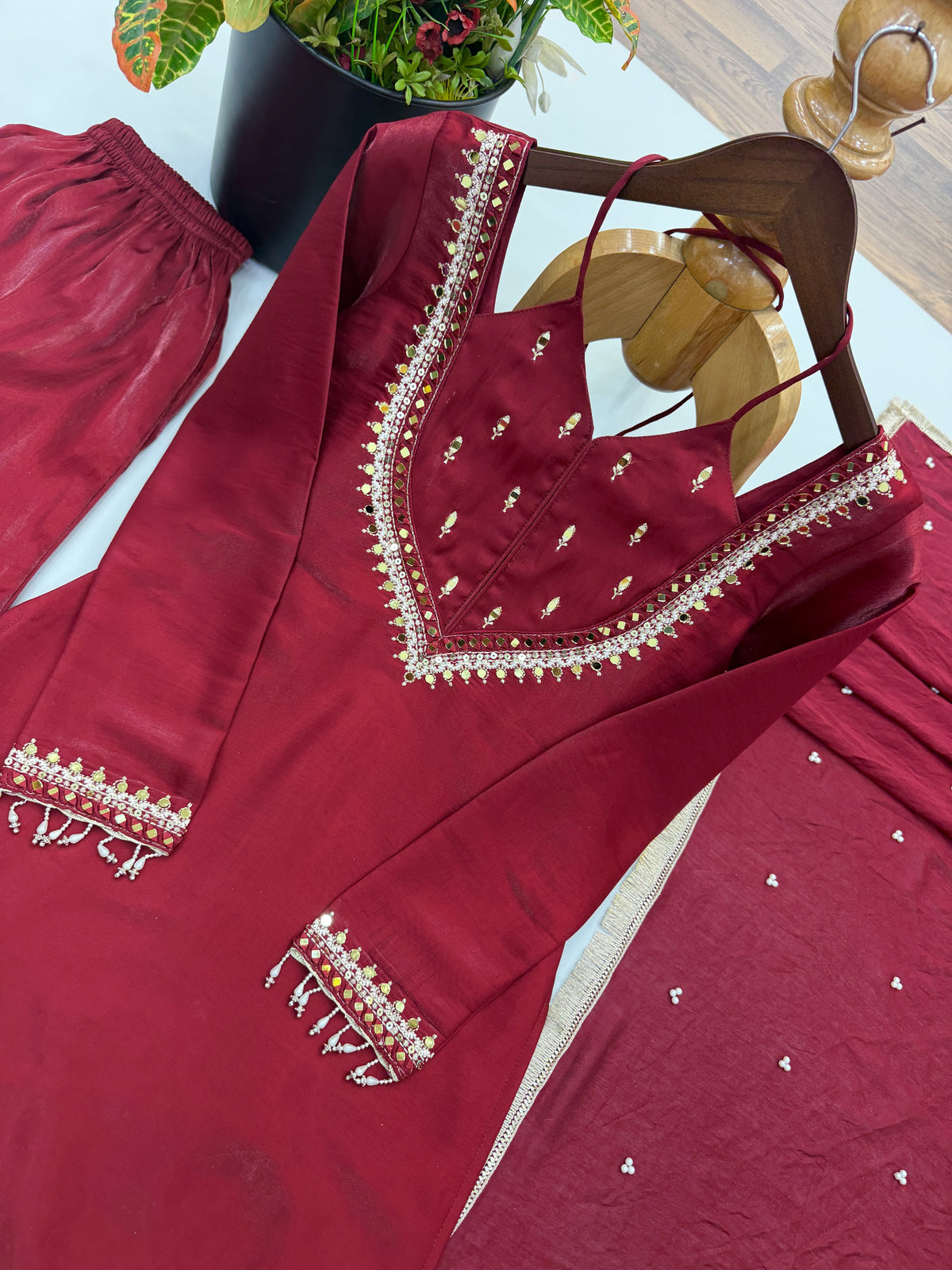 Designer Mirror Work Ethnic Set