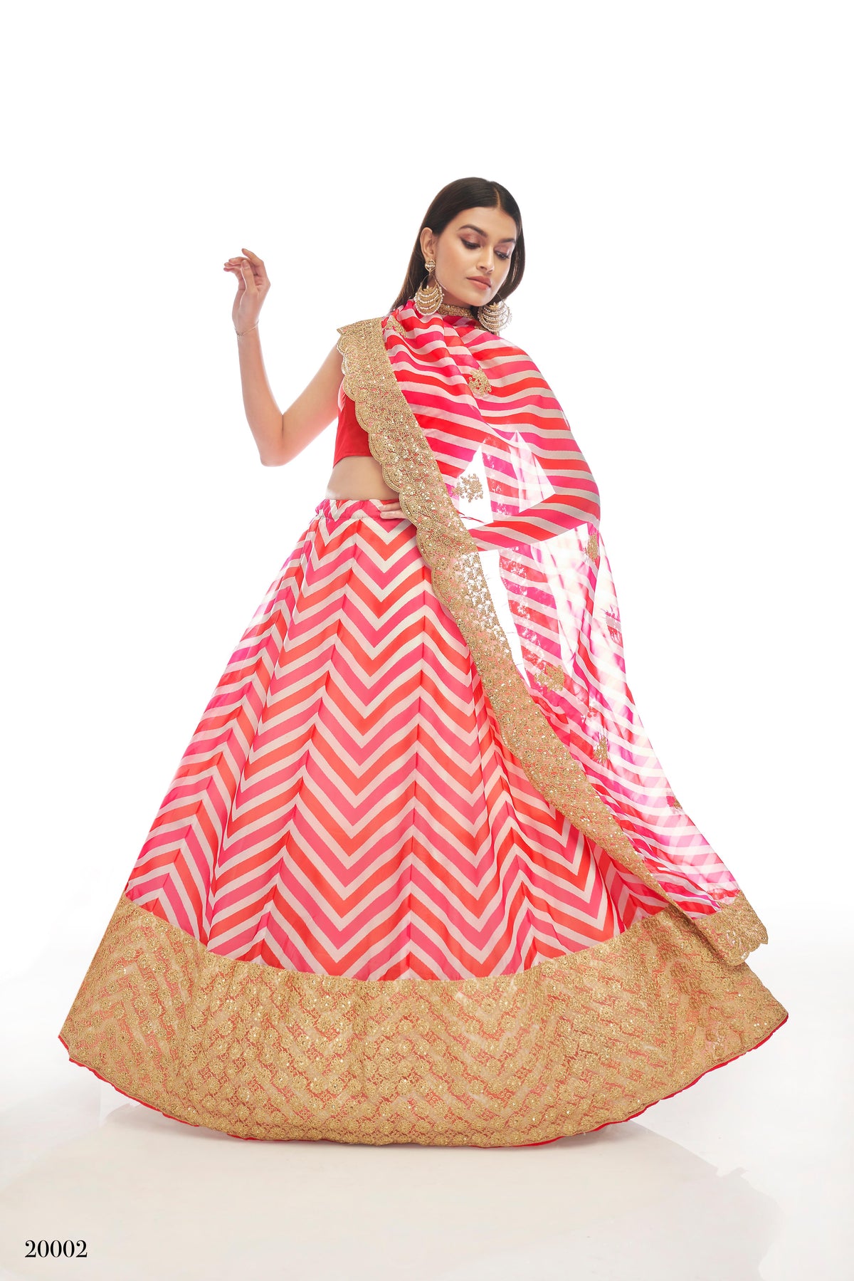 Designer Pink Organza Sequins & Dori Work Lehenga