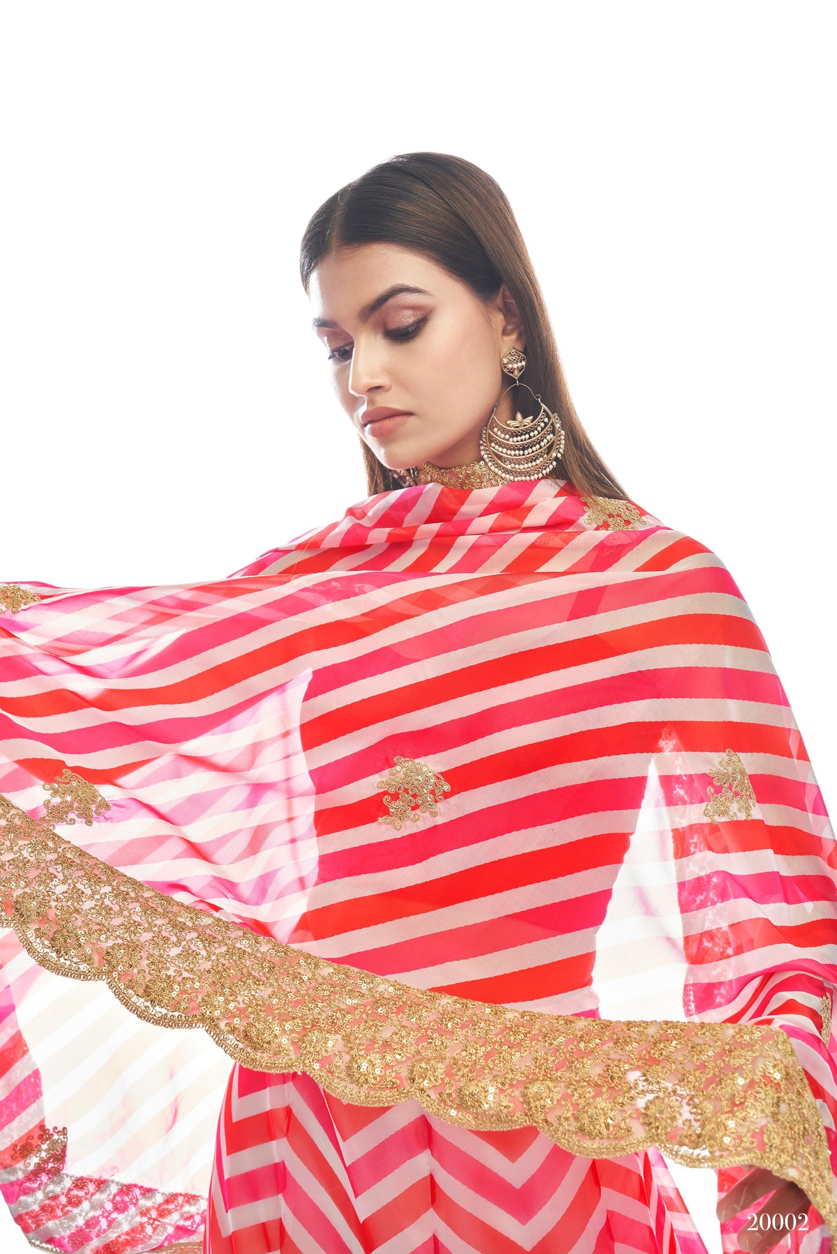 Designer Pink Organza Sequins & Dori Work Lehenga