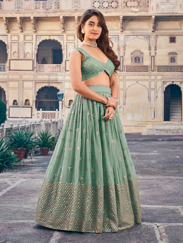 Premium Party Wear Georgette Lehenga with 7-MM Sequin Work