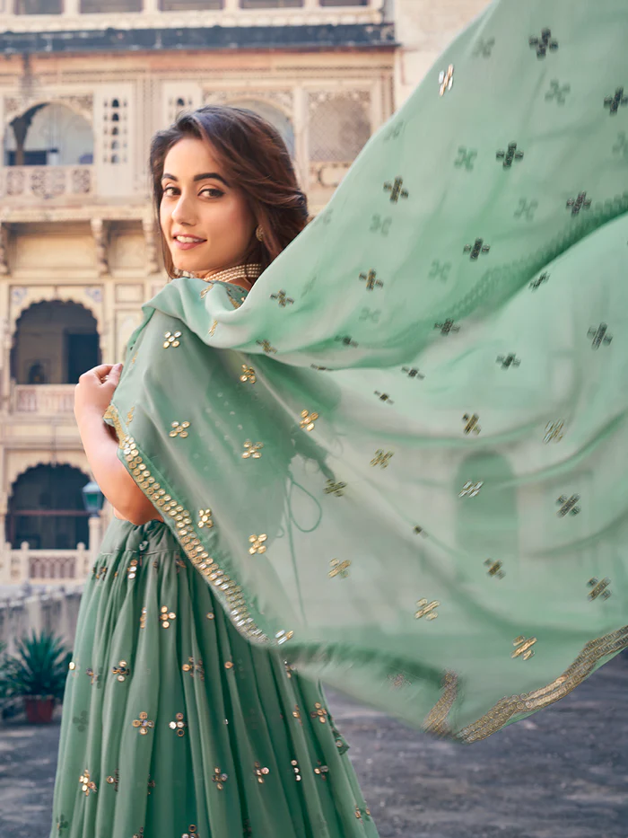 Premium Party Wear Georgette Lehenga with 7-MM Sequin Work