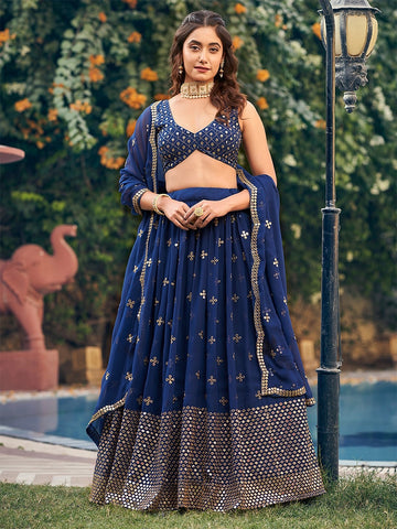 Luxury Designer Georgette Lehenga with 7-MM Sequin & Zari Work