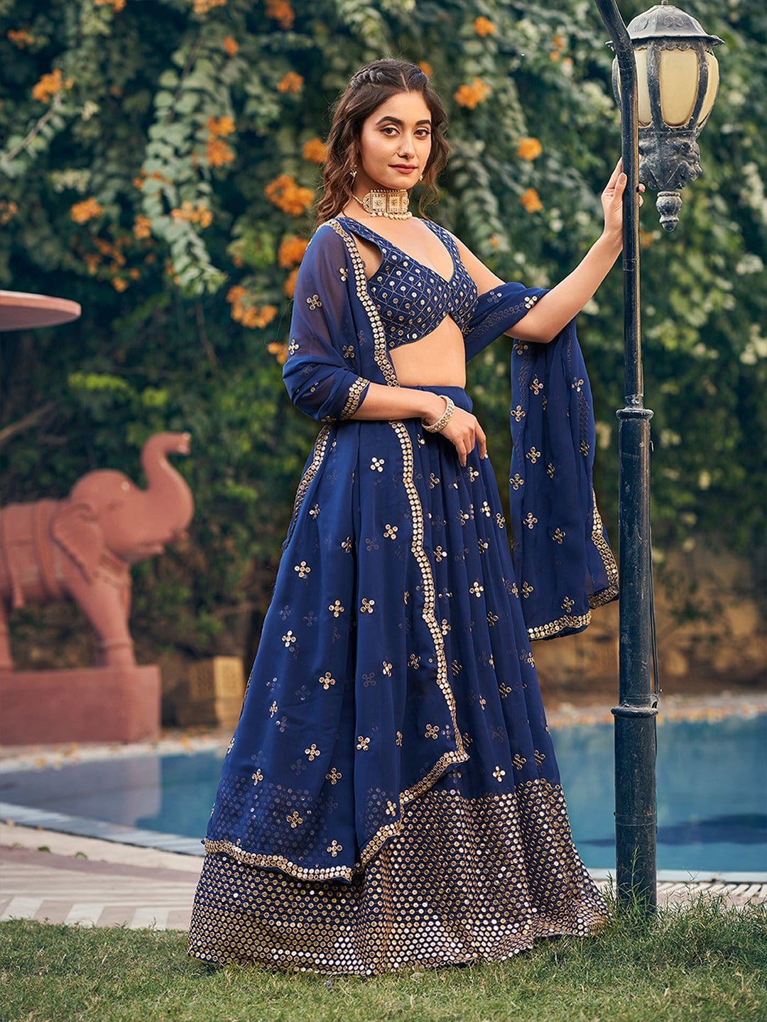 Luxury Designer Georgette Lehenga with 7-MM Sequin & Zari Work
