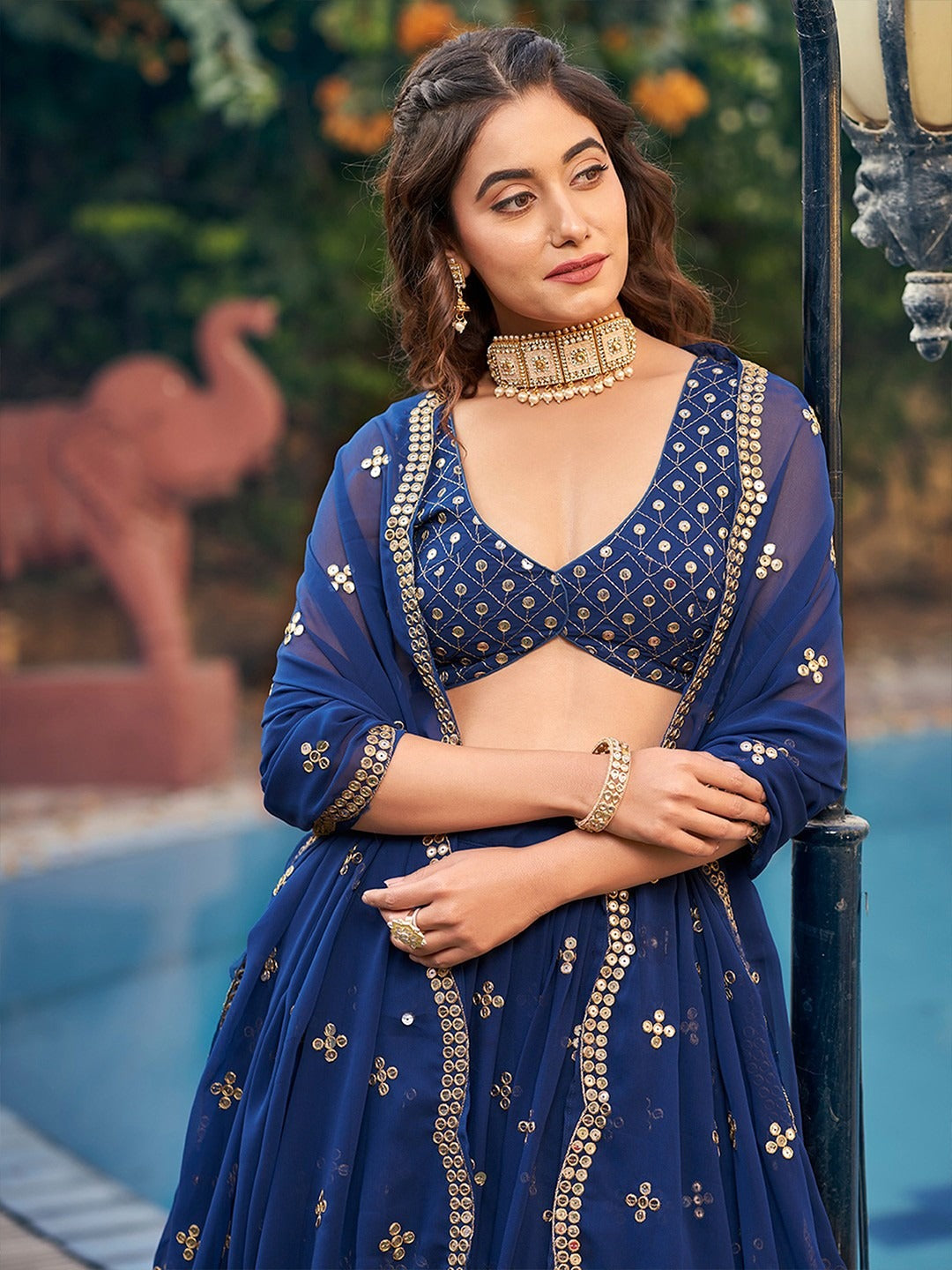Luxury Designer Georgette Lehenga with 7-MM Sequin & Zari Work