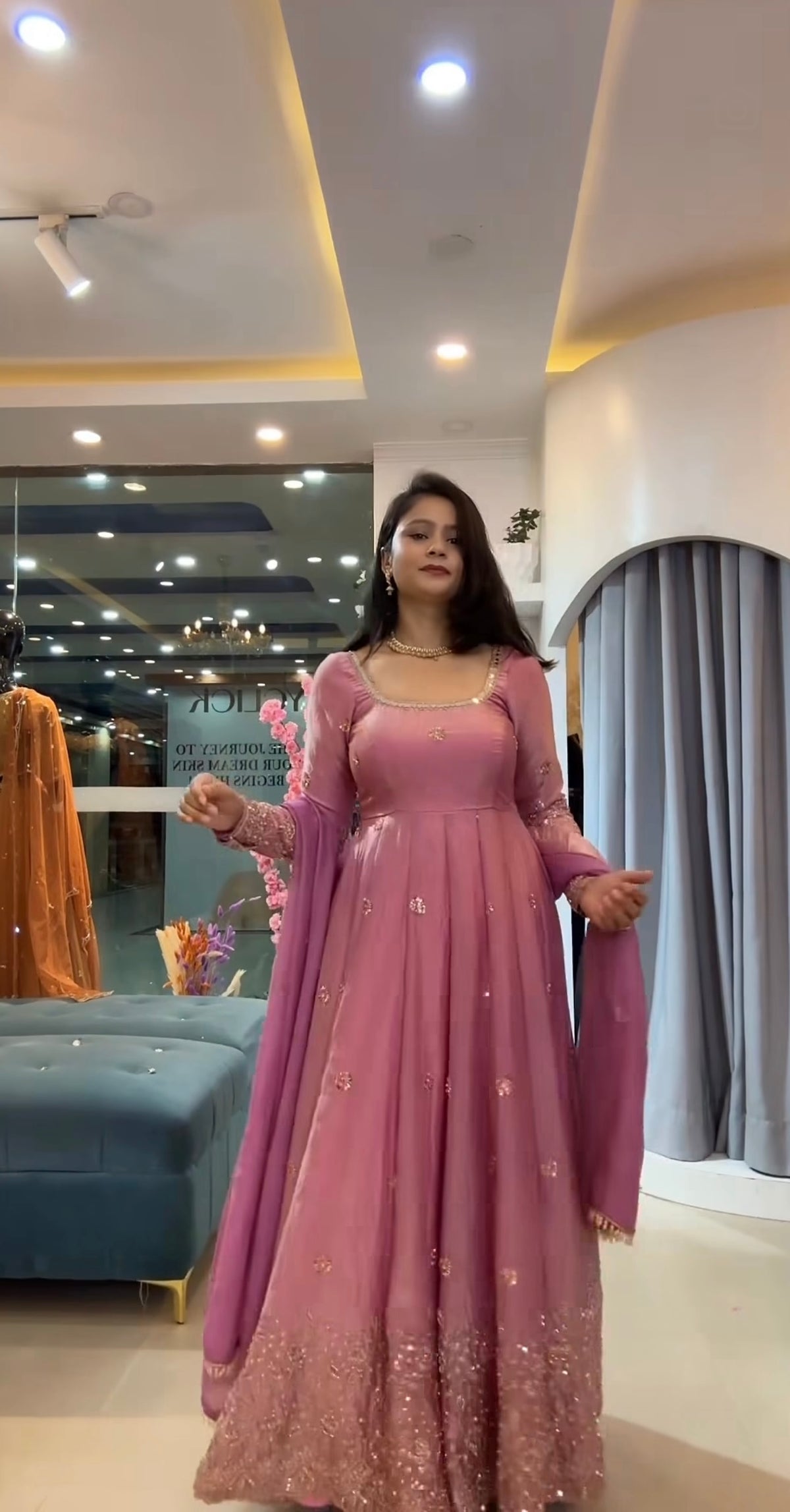 Designer Fendy Silk Gown Set – Luxury Festive Wear