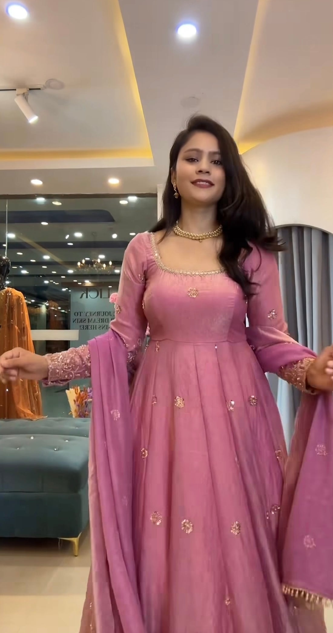 Designer Fendy Silk Gown Set – Luxury Festive Wear