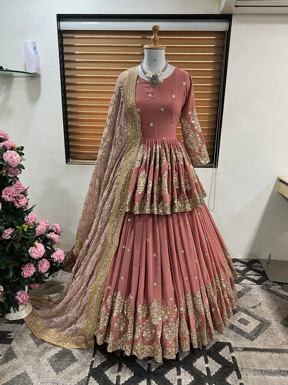 Elegant Embroidered Sequence Designer Kediya Set