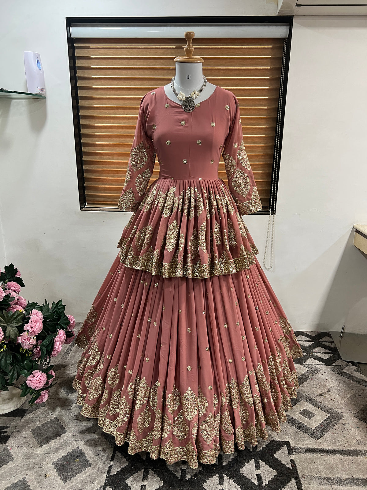 Elegant Embroidered Sequence Designer Kediya Set