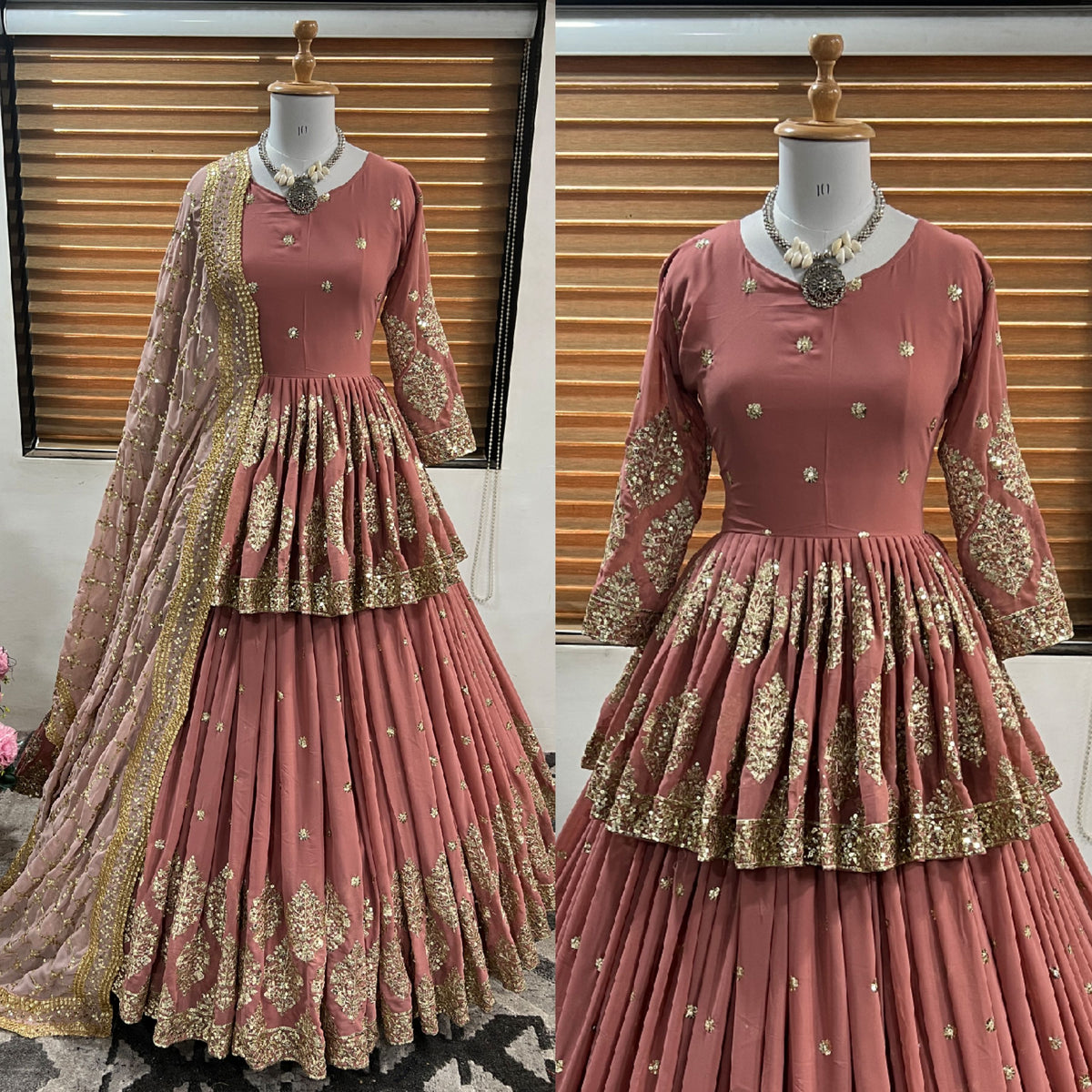 Elegant Embroidered Sequence Designer Kediya Set