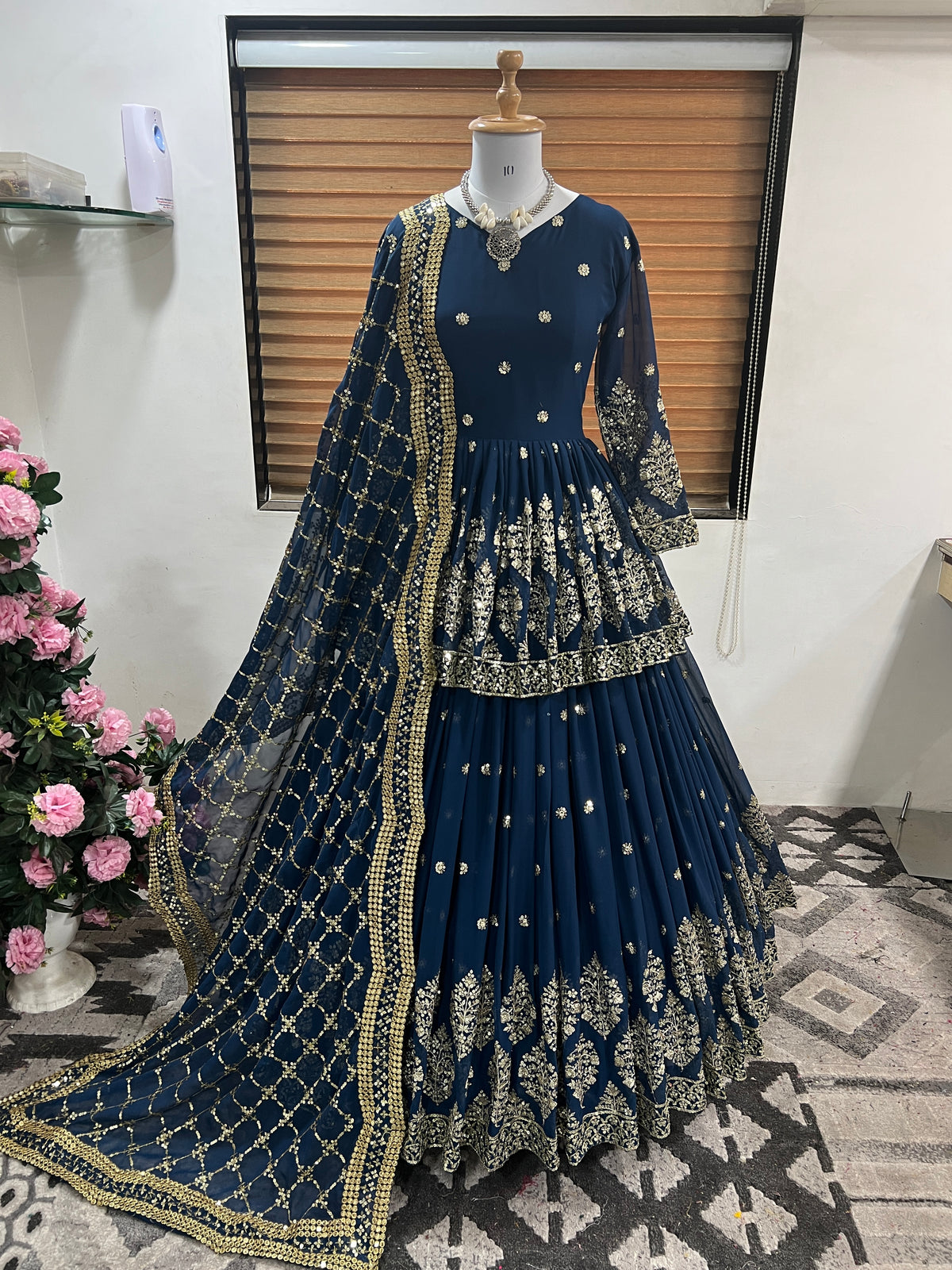Elegant Embroidered Sequence Designer Kediya Set