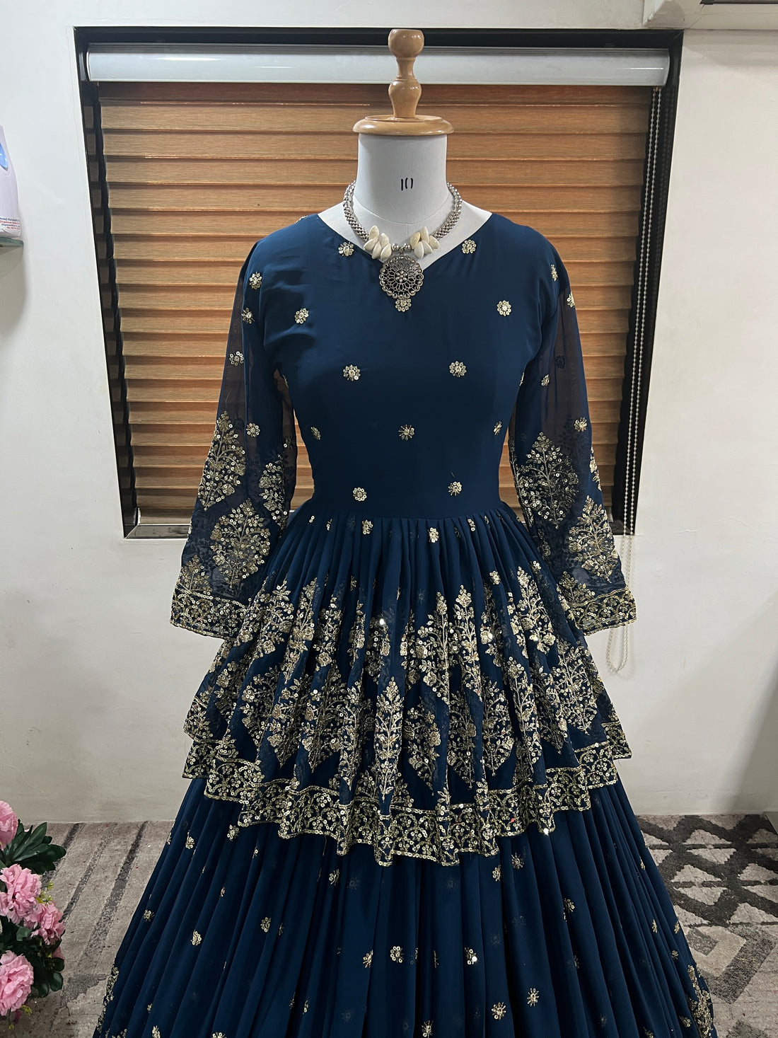 Elegant Embroidered Sequence Designer Kediya Set