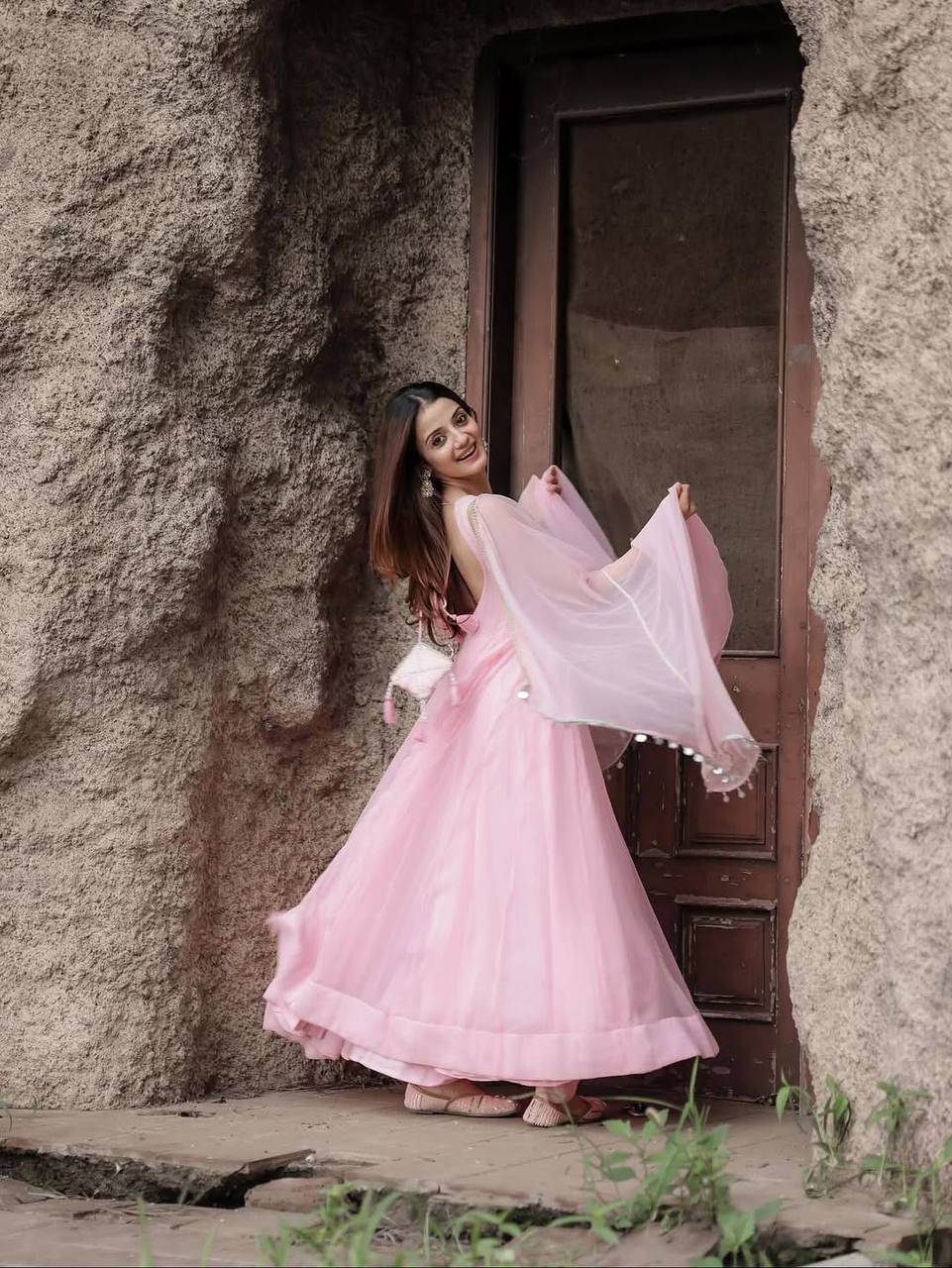 Festive Glam Zari Embroidered Anarkali With Real Mirror Work