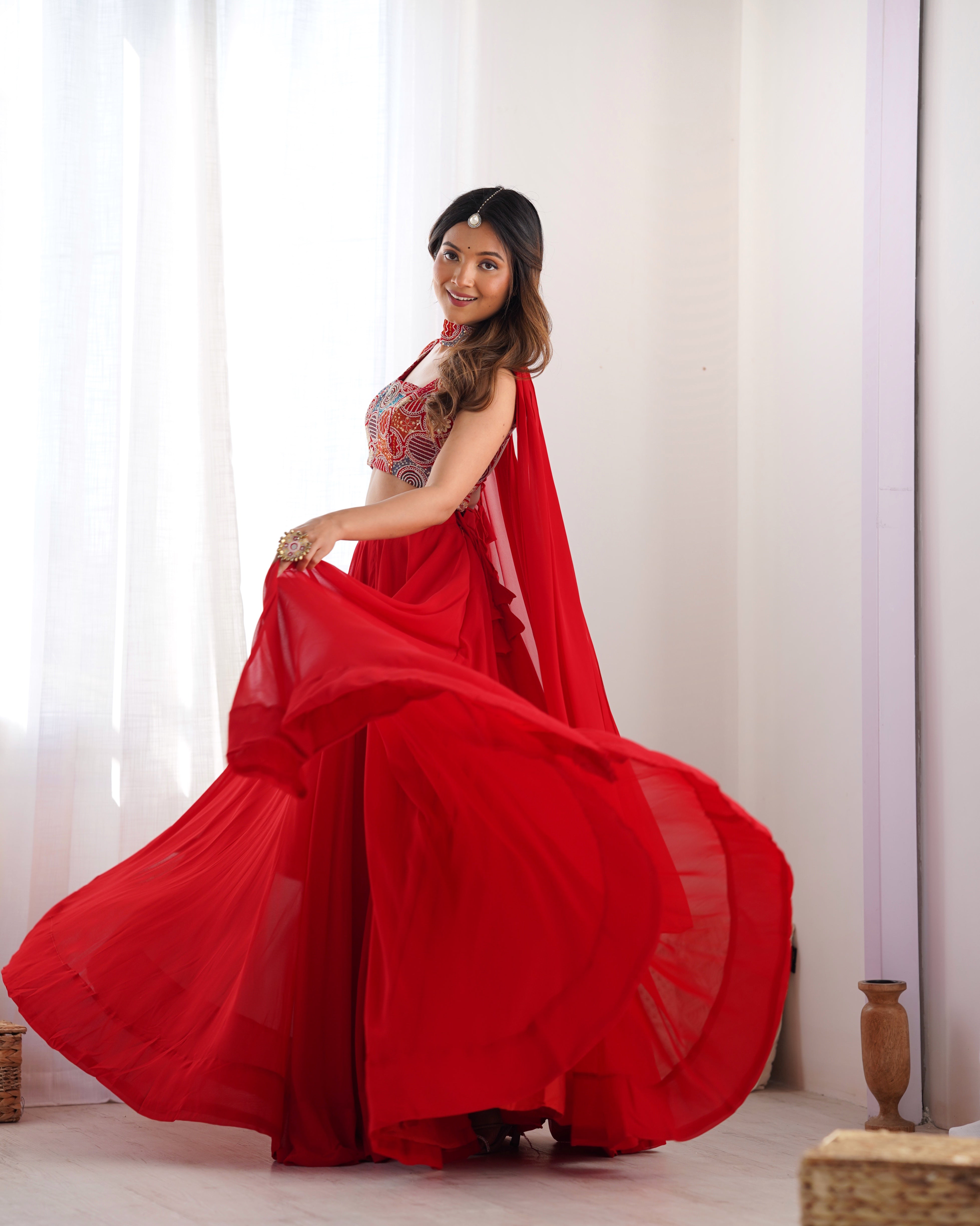 Elegant Ready to wear Anarkali Suit for Women | Designer Bandhej Work Ethnic Wear