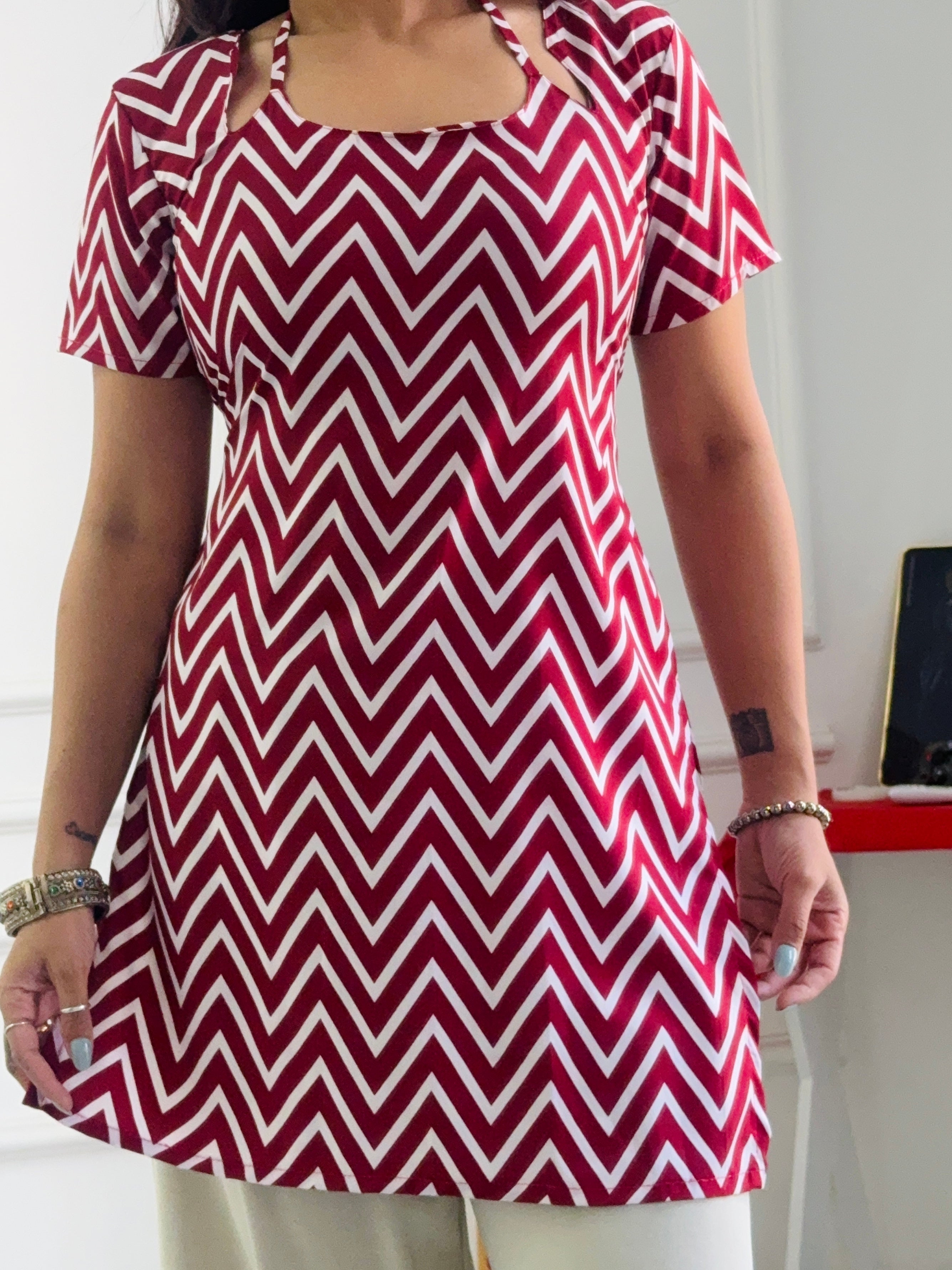 Multi-Wear Tunic Bold Red Chevron - Adjustable Fit