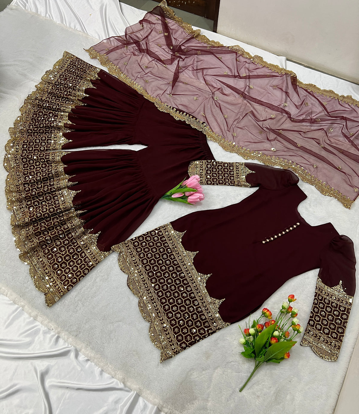 Premium Embroidered Party Wear Sharara Set