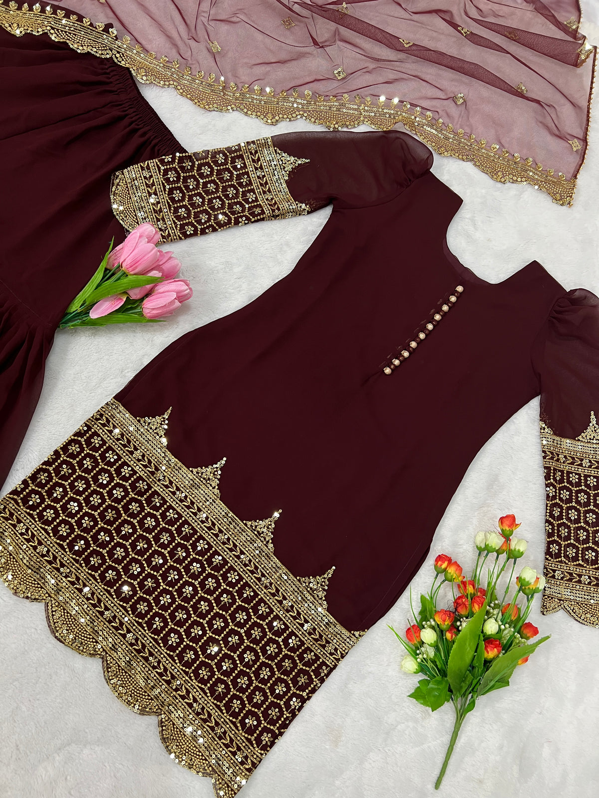 Premium Embroidered Party Wear Sharara Set