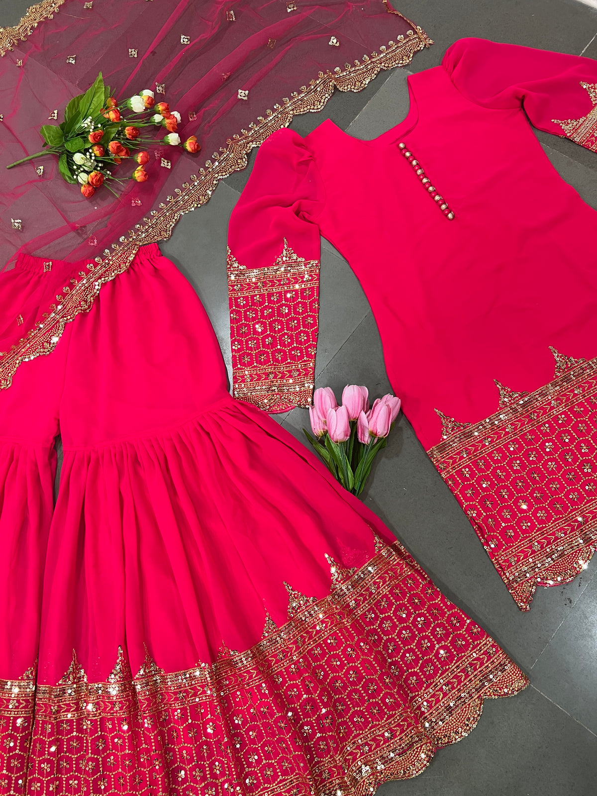 Premium Embroidered Party Wear Sharara Set
