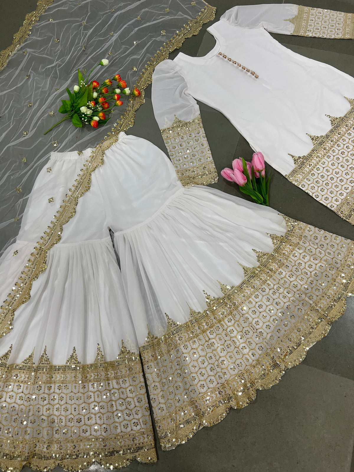 Premium Embroidered Party Wear Sharara Set