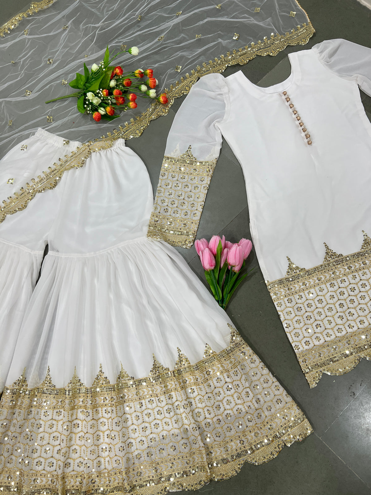 Premium Embroidered Party Wear Sharara Set