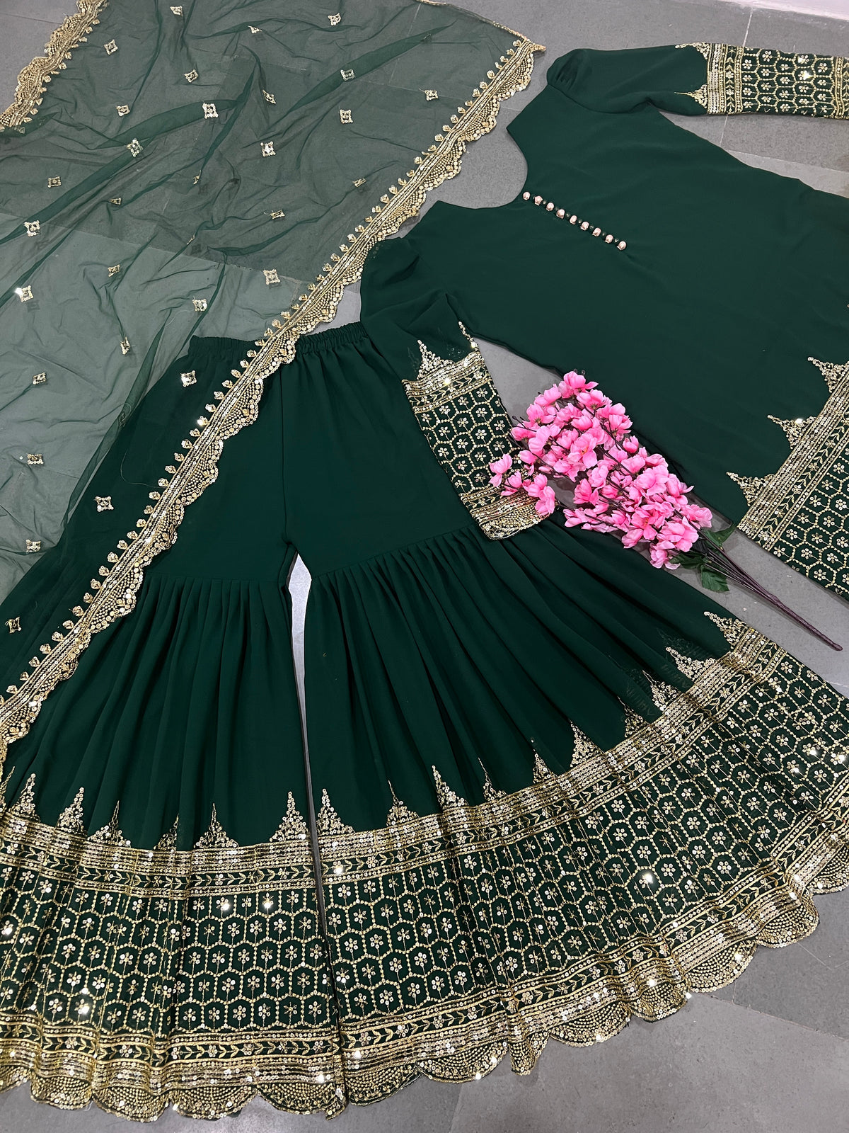 Premium Embroidered Party Wear Sharara Set