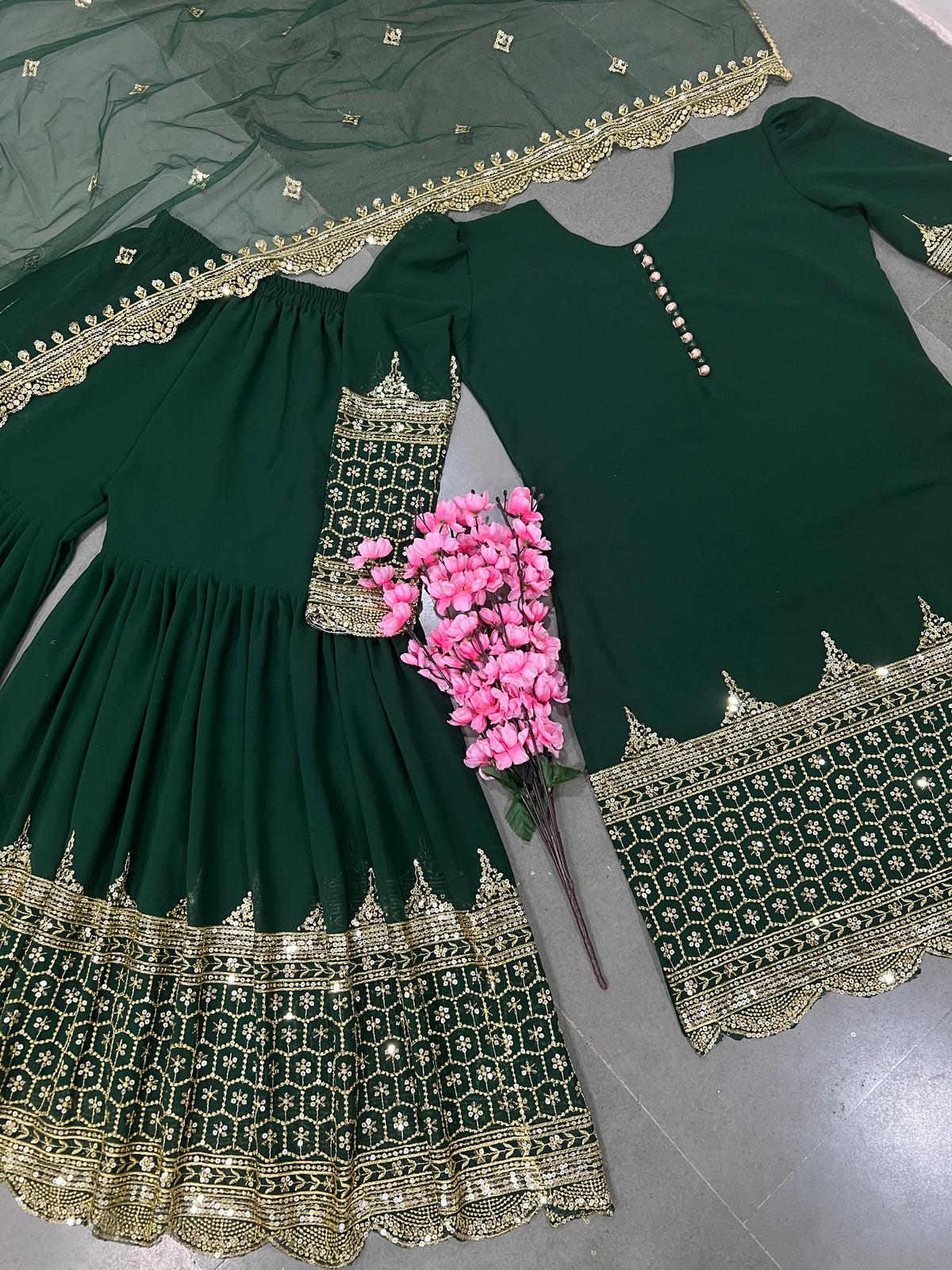 Premium Embroidered Party Wear Sharara Set