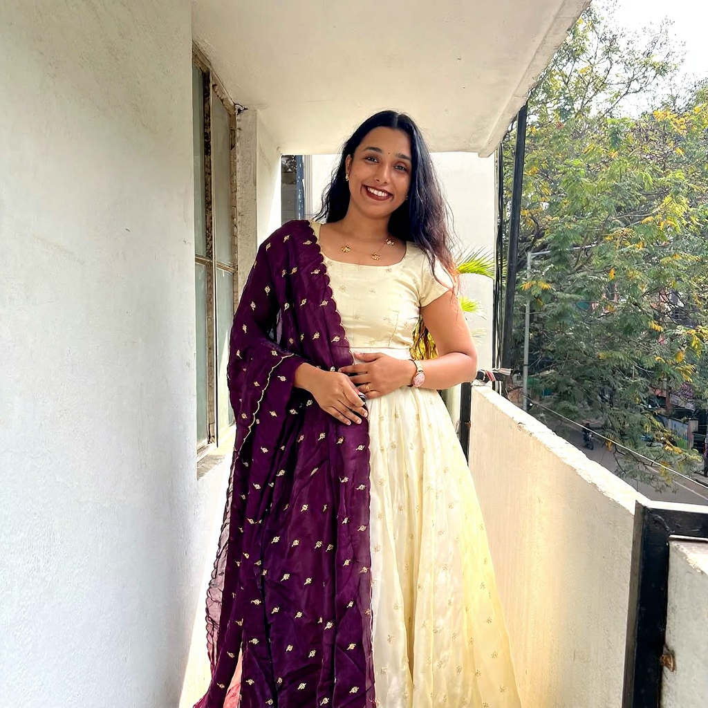 Anarkali Dress with Cream & Dark Wine Dupatta – Elegant Women’s Ethnic Wear