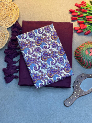 Traditional Modal Chanderi Saree with Decorative Tussles – Magic Cotton Blouse