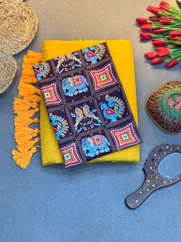 Modal Chanderi Saree with Blouse Combo & Stylish Fancy Work