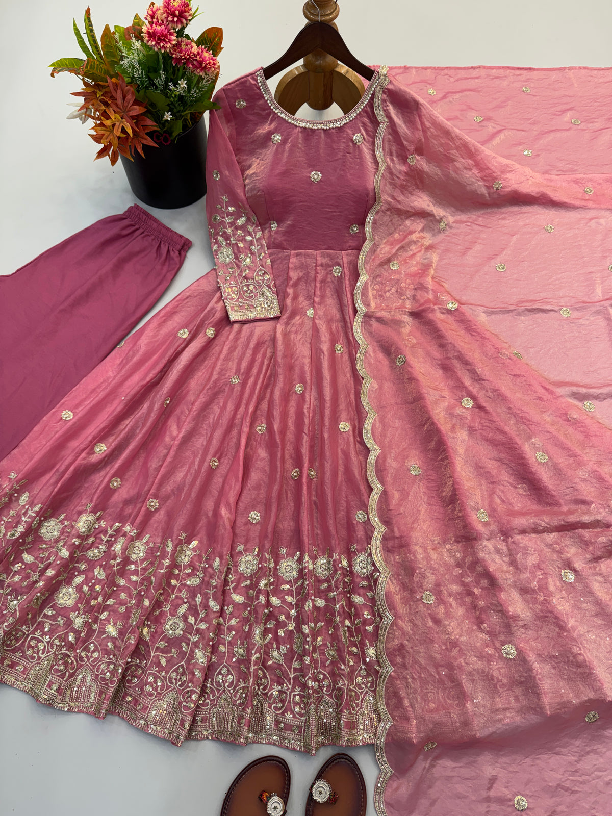 Designer Fendy Silk Gown Set – Luxury Festive Wear