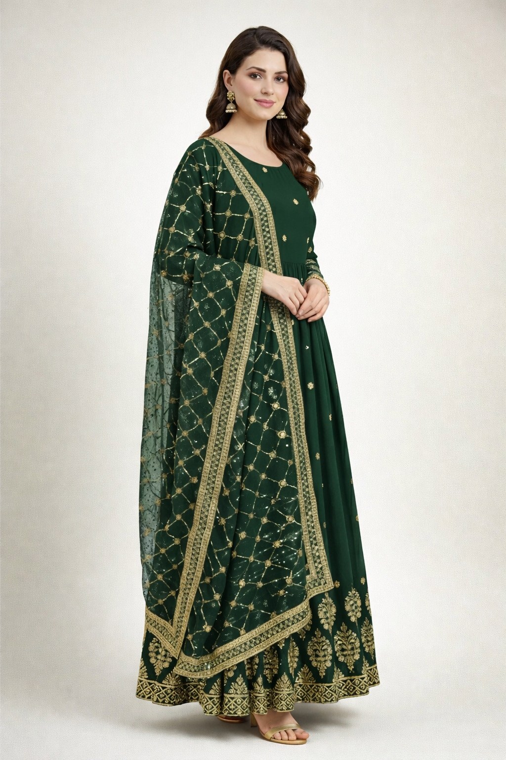 Designer Faux Georgette Heavy Embroidered Gown