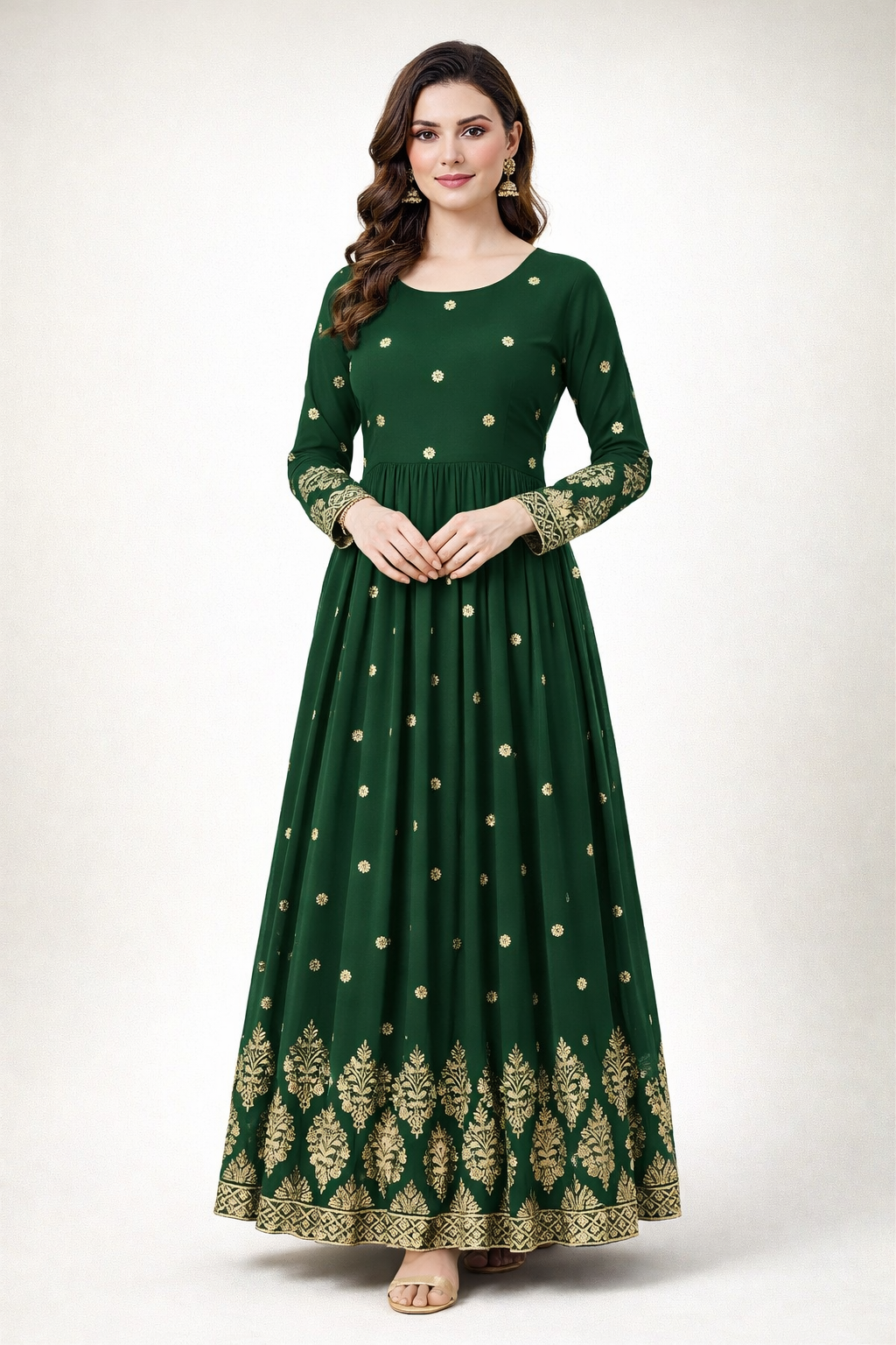 Designer Faux Georgette Heavy Embroidered Gown