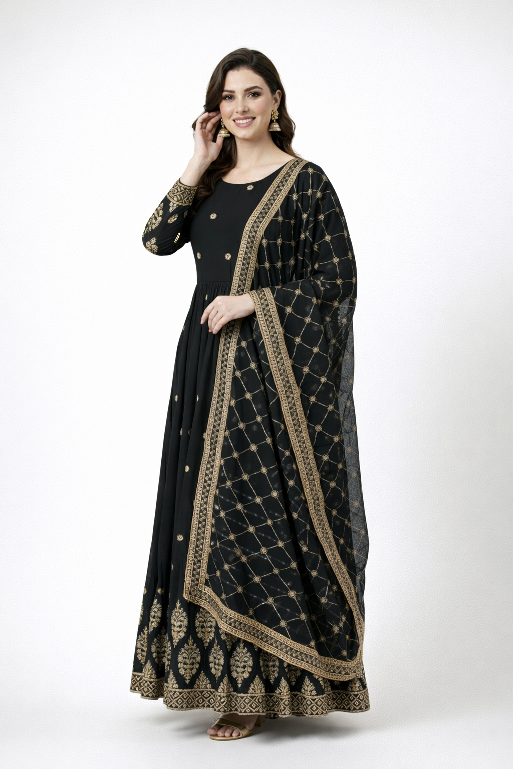 Designer Faux Georgette Heavy Embroidered Gown