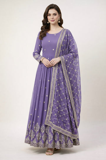 Designer Faux Georgette Heavy Embroidered Gown