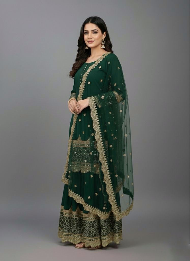Premium Embroidered Party Wear Sharara Set