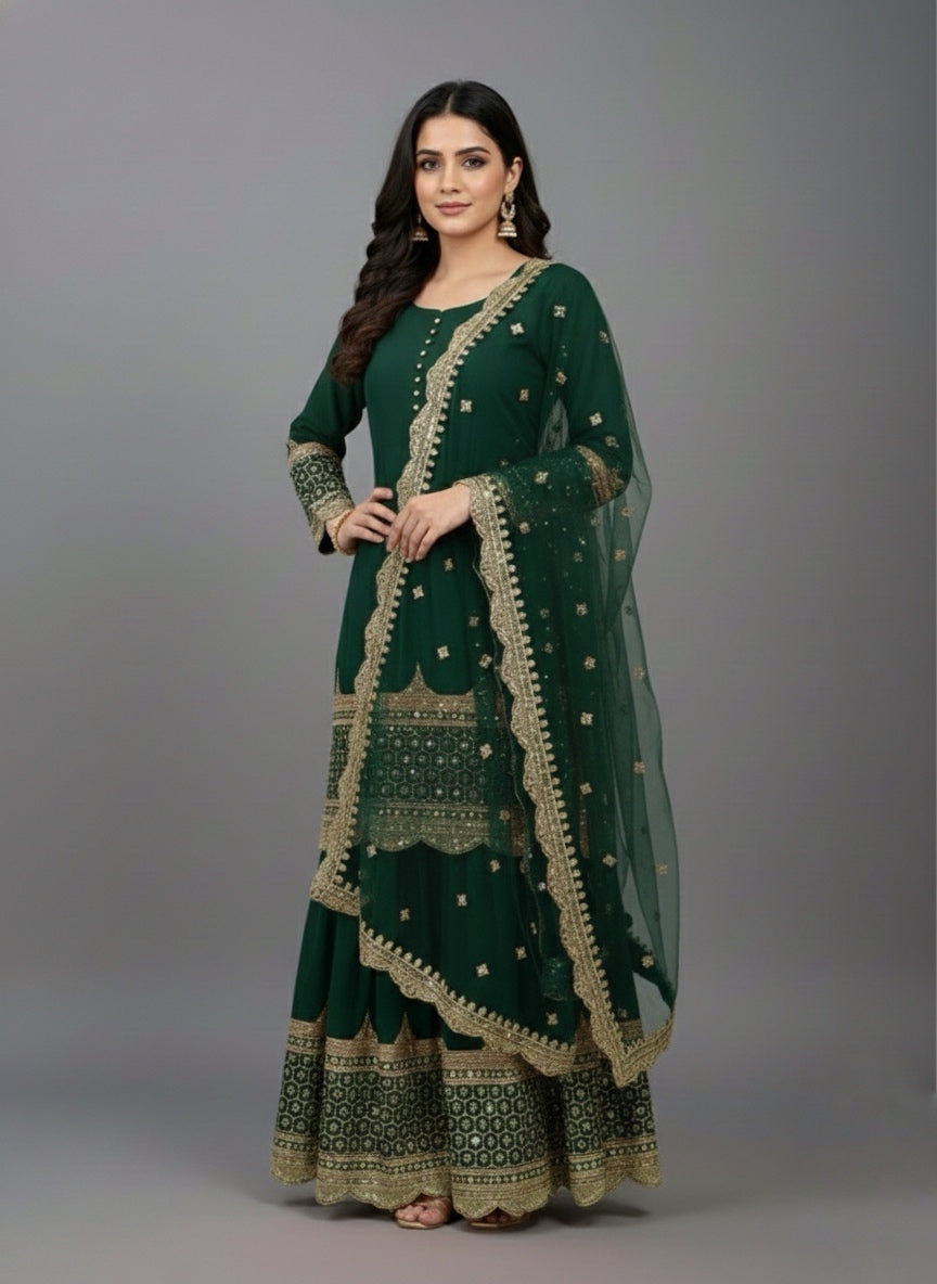 Premium Embroidered Party Wear Sharara Set