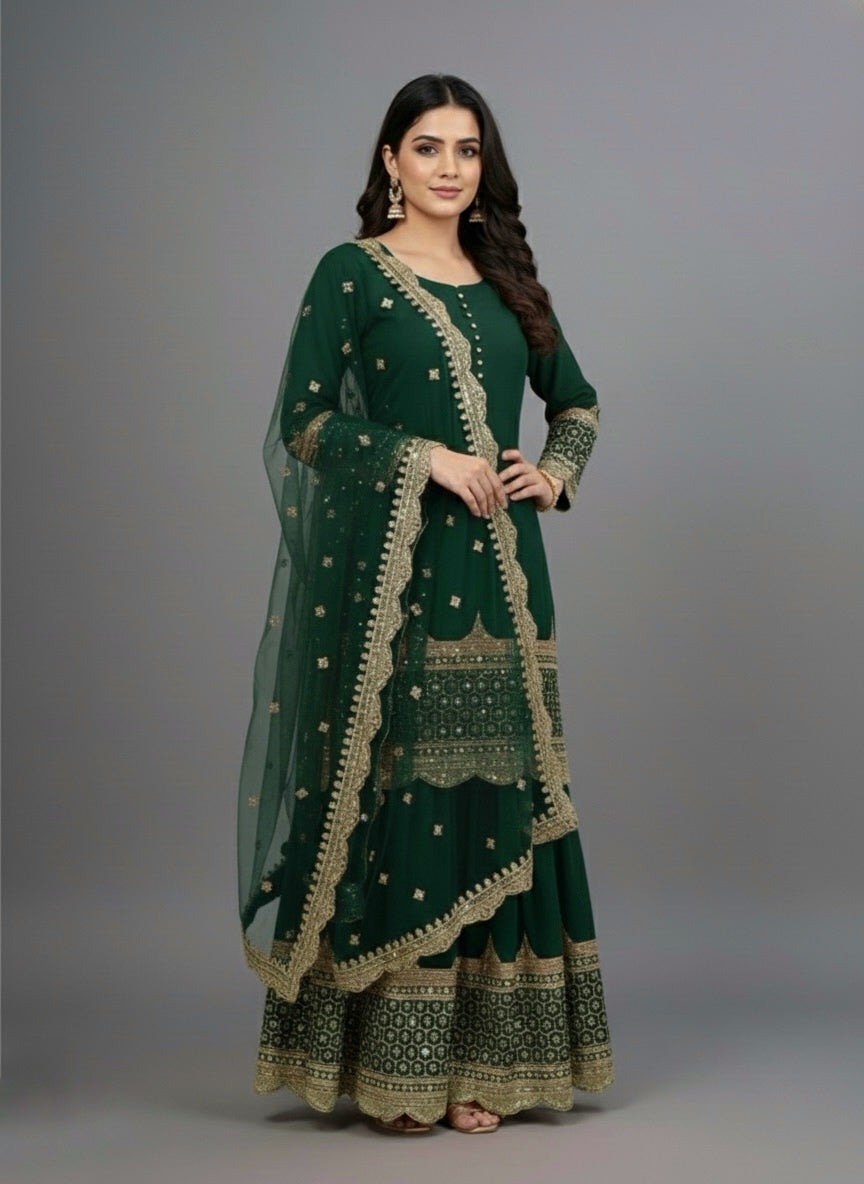 Premium Embroidered Party Wear Sharara Set