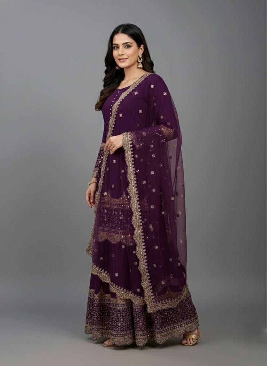 Premium Embroidered Party Wear Sharara Set