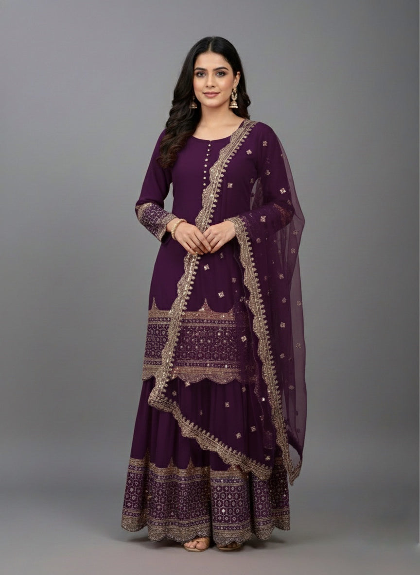 Premium Embroidered Party Wear Sharara Set