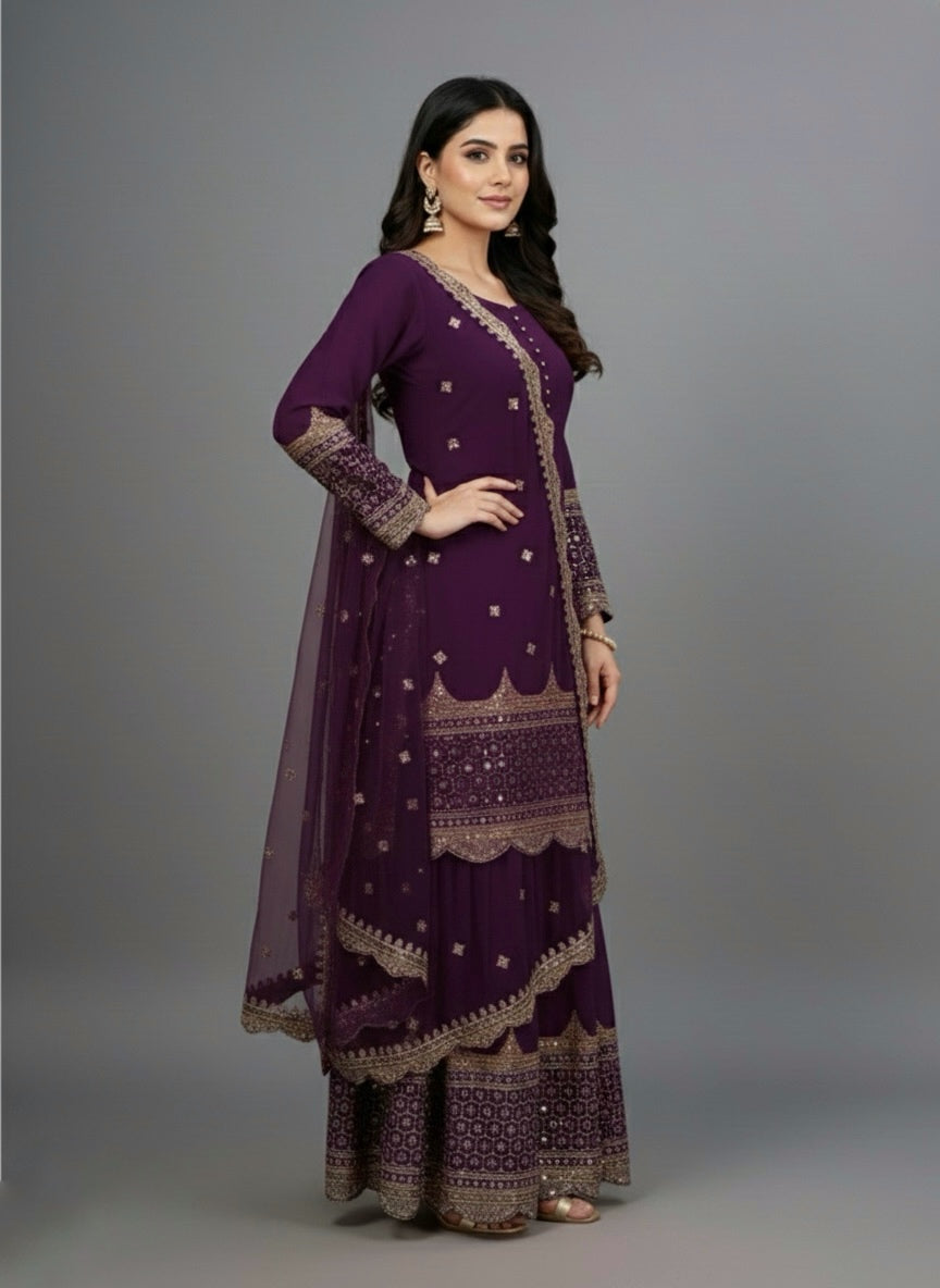 Premium Embroidered Party Wear Sharara Set