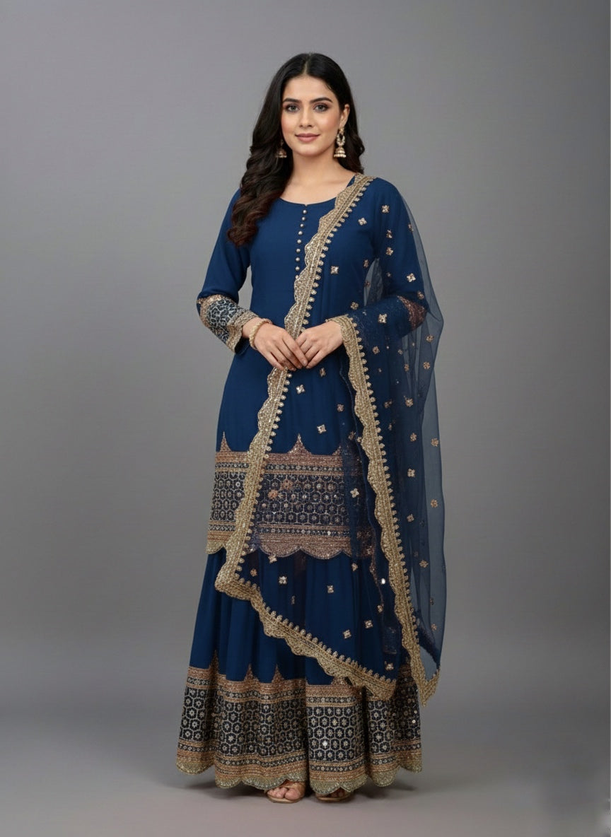 Premium Embroidered Party Wear Sharara Set