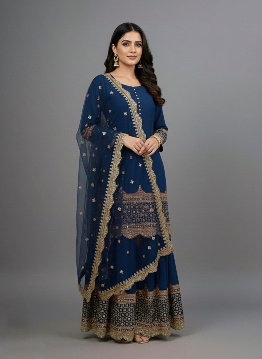 Premium Embroidered Party Wear Sharara Set