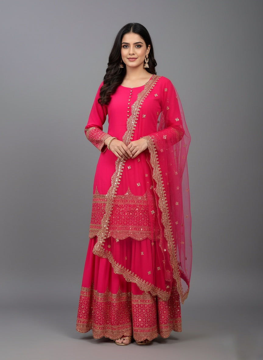 Premium Embroidered Party Wear Sharara Set