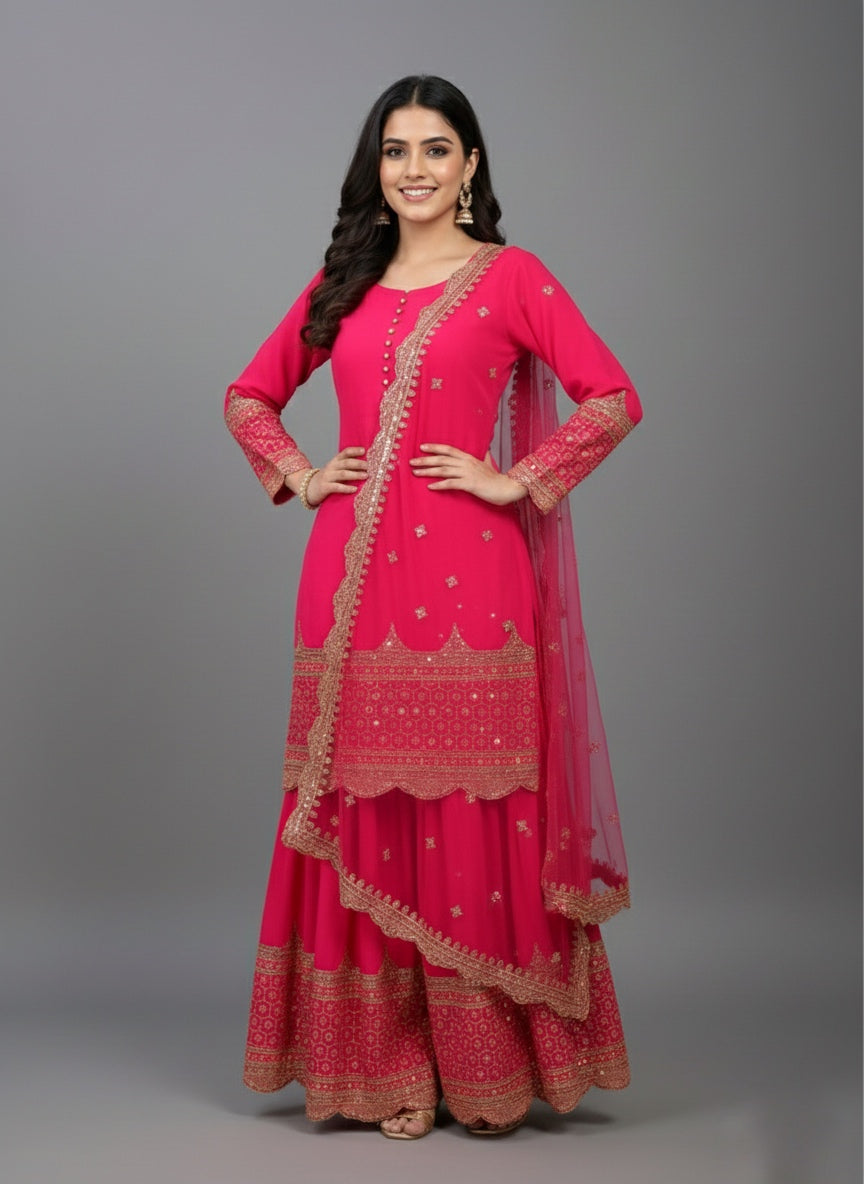 Premium Embroidered Party Wear Sharara Set
