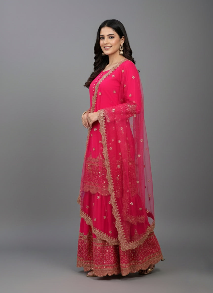 Premium Embroidered Party Wear Sharara Set (Copy)