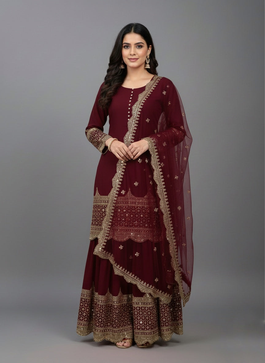 Premium Embroidered Party Wear Sharara Set